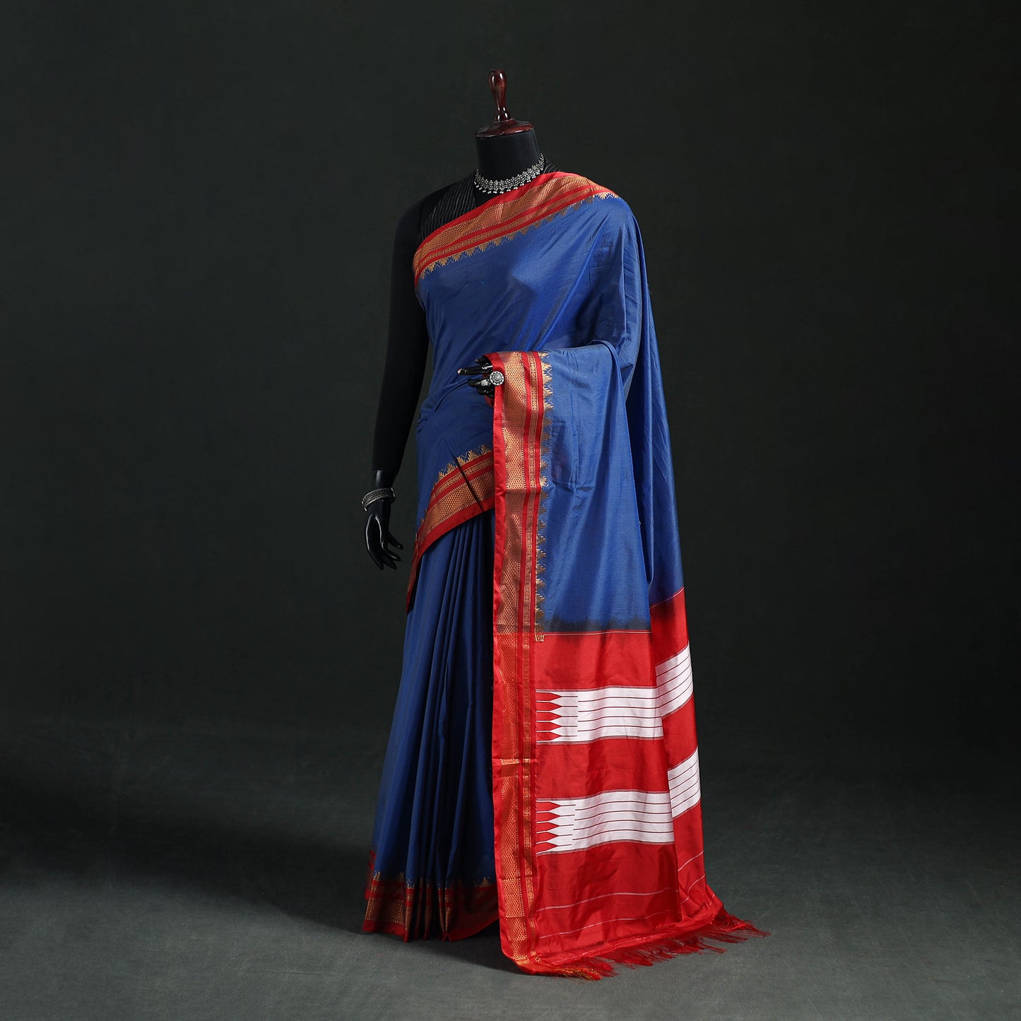 Ilkal Weave Silk Cotton Zari Border Saree with Blouse Piece 18
