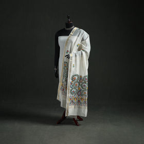 Handloom Chanderi Silk Handpainted Madhubani Dupatta with Zari Border 38