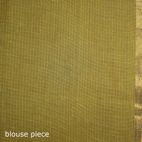 Yellow - Kota Doria Cotton Leheriya Tie-Dye Saree with Blouse Piece & Earrings 12