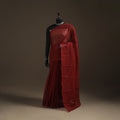 Maroon - Nazaakat Kota Doria Cotton Plain Saree with Blouse Piece & Earrings 13