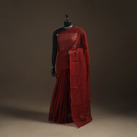 Nazaakat Kota Doria Cotton Plain Saree with Blouse Piece & Earrings 13