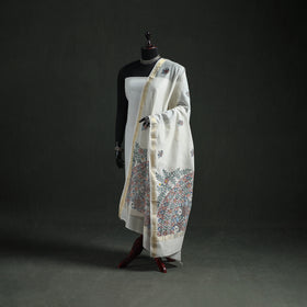 Handloom Chanderi Silk Handpainted Madhubani Dupatta with Zari Border 39