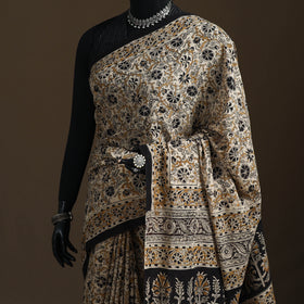 Pedana Hand Block Print Natural Dyed Cotton Kalamkari Saree 06