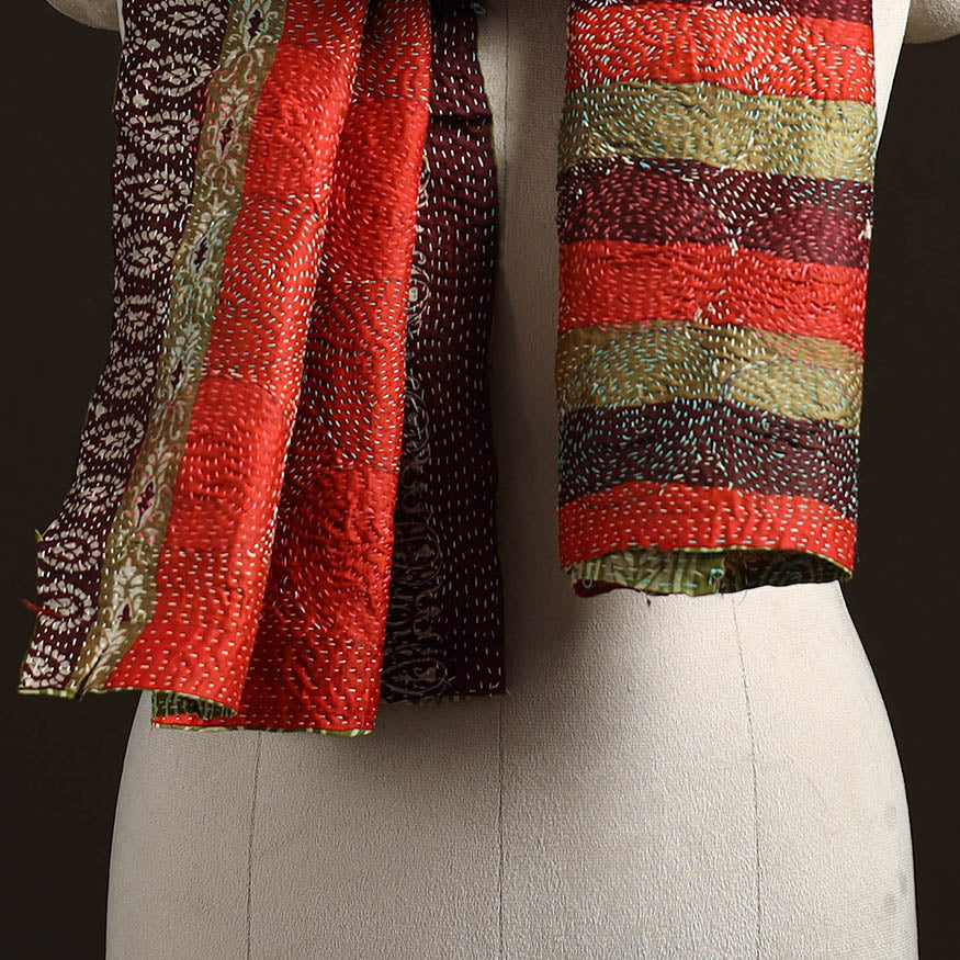 Reversible Silk Bengal Hand Kantha Stitch Stole 138