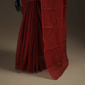 Maroon - Nazaakat Kota Doria Cotton Plain Saree with Blouse Piece & Earrings 13