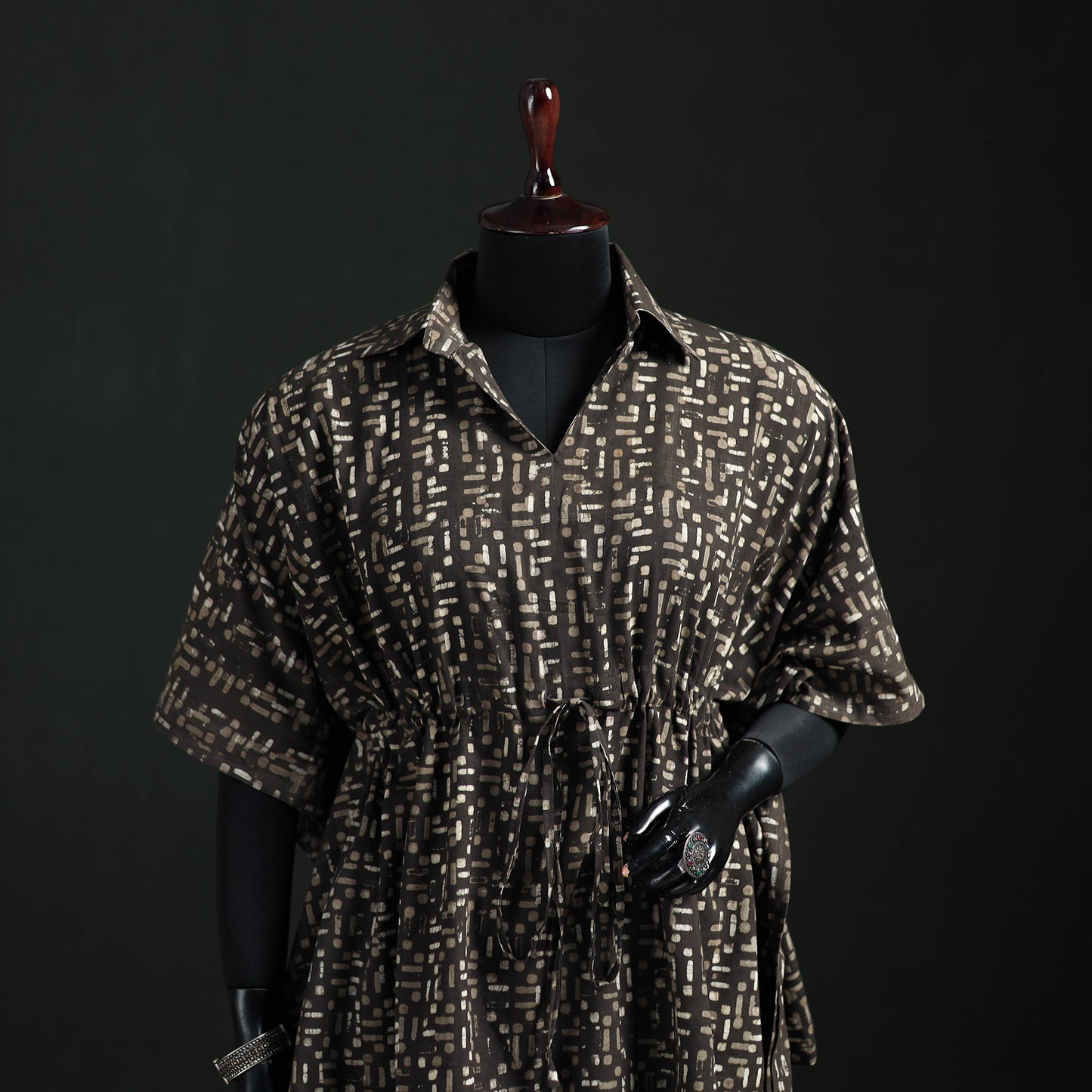 Akola Hand Block Print Natural Dyed Cotton Kaftan (Short) 57