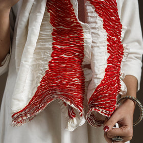 Red - tie & dye gajji silk shibori stole 19 - handcrafted