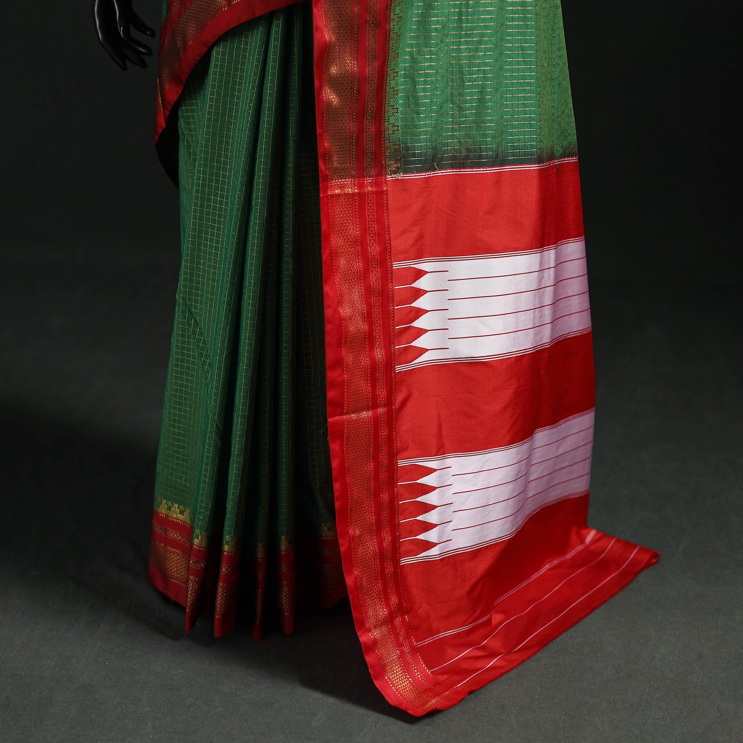 Ilkal Weave Silk Cotton Zari Border Saree with Blouse Piece 19