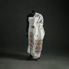 Handloom Chanderi Silk Handpainted Madhubani Dupatta with Zari Border 40