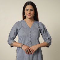 Grey - Dharwad Cotton Long Straight Kurta 11