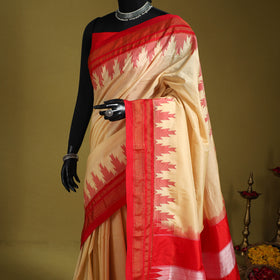 Beige - mercerized cotton ilkal saree with blouse 29