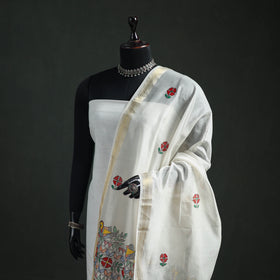 Handloom Chanderi Silk Handpainted Madhubani Dupatta with Zari Border 40