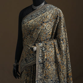 Pedana Hand Block Print Natural Dyed Cotton Kalamkari Saree 07