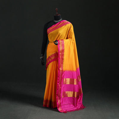 Ilkal Weave Silk Cotton Zari Border Saree with Blouse Piece 20