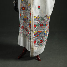 Handloom Chanderi Silk Handpainted Madhubani Dupatta with Zari Border 40