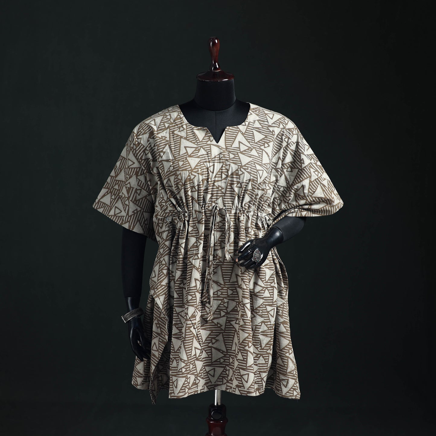 Akola Hand Block Print Natural Dyed Cotton Kaftan (Medium) 58