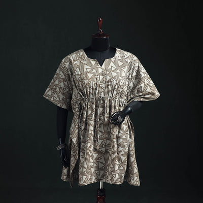 Akola Hand Block Print Natural Dyed Cotton Kaftan (Medium) 58