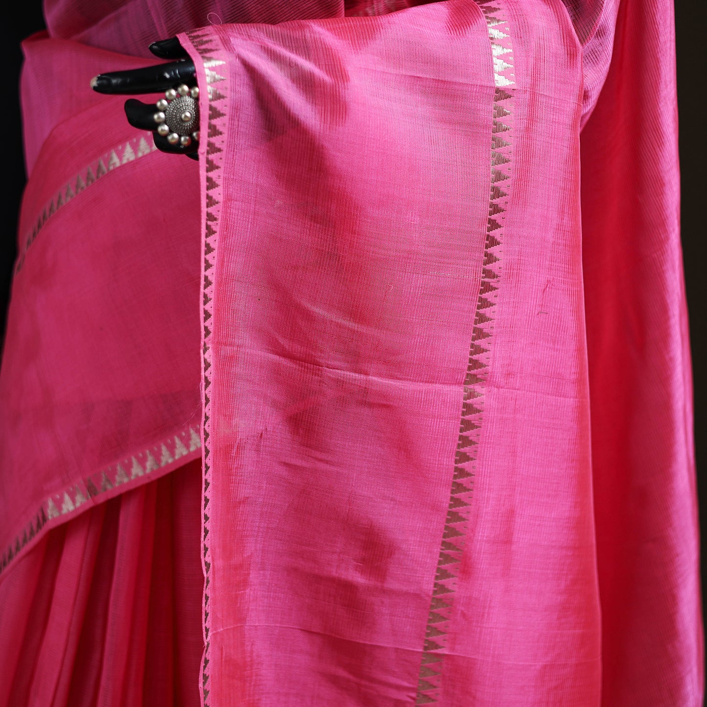 Pink - Mangalagiri Handwoven Pure Silk Pattu Saree 26