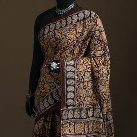 Pedana Hand Block Print Natural Dyed Cotton Kalamkari Saree 08