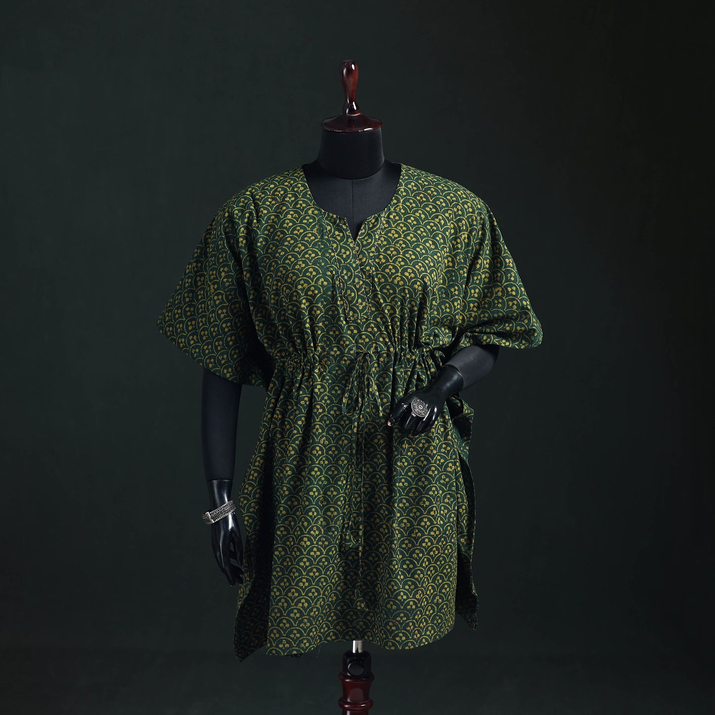 Akola Hand Block Print Natural Dyed Cotton Kaftan (Medium) 59