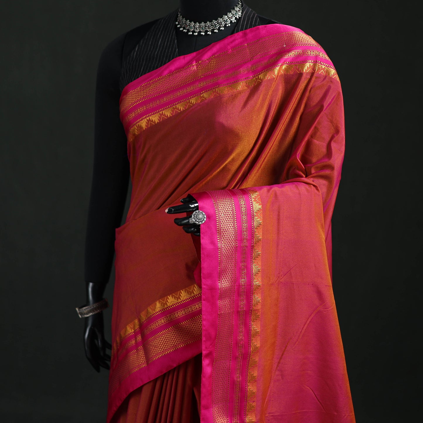 Ilkal Weave Silk Cotton Zari Border Saree with Blouse Piece 21