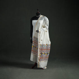 Handloom Chanderi Silk Handpainted Madhubani Dupatta with Zari Border 42