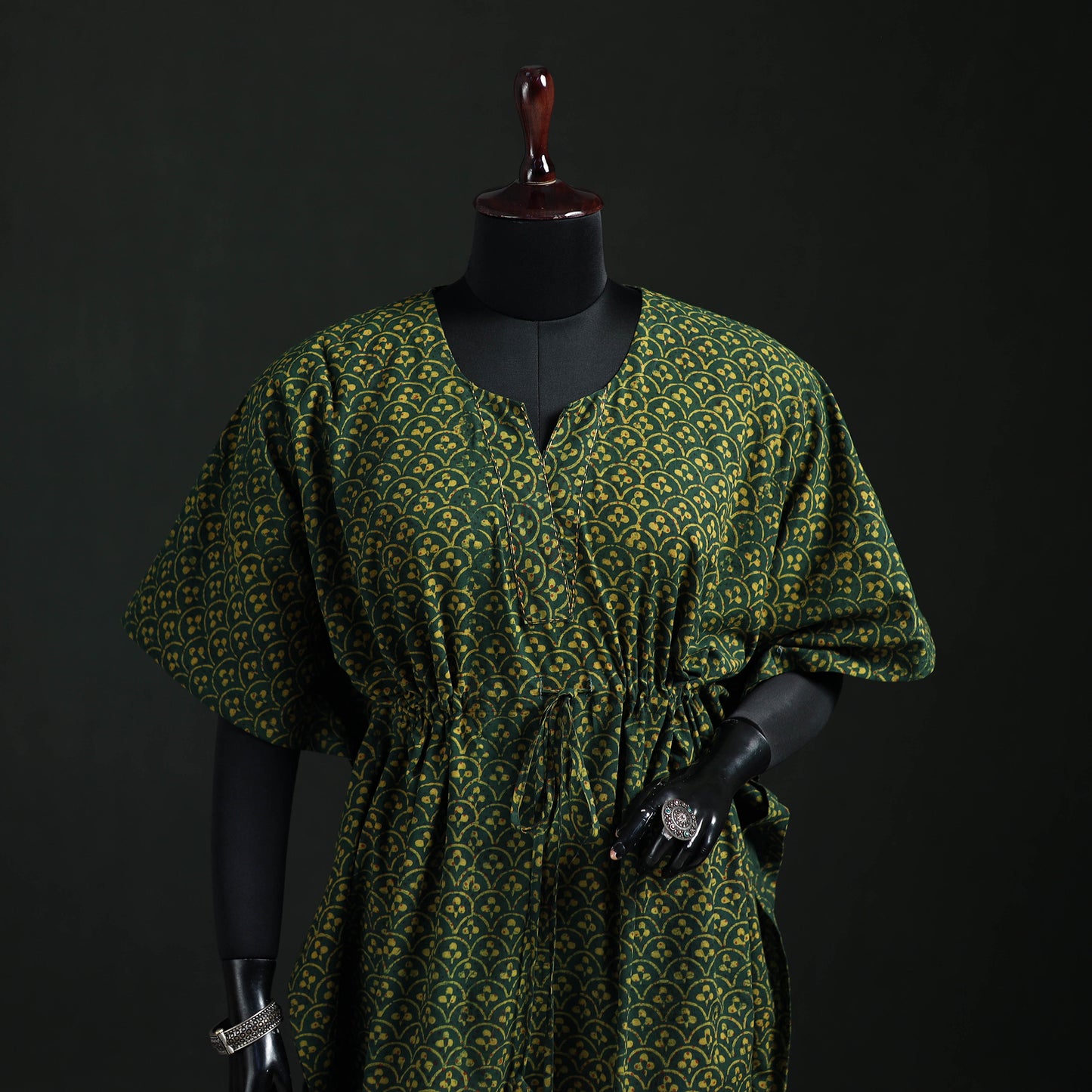Akola Hand Block Print Natural Dyed Cotton Kaftan (Medium) 59