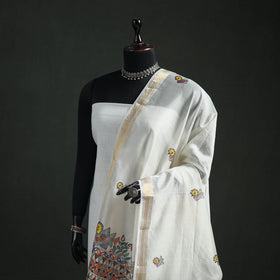 Handloom Chanderi Silk Handpainted Madhubani Dupatta with Zari Border 42