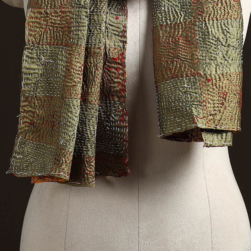 Reversible Silk Bengal Hand Kantha Stitch Stole 150