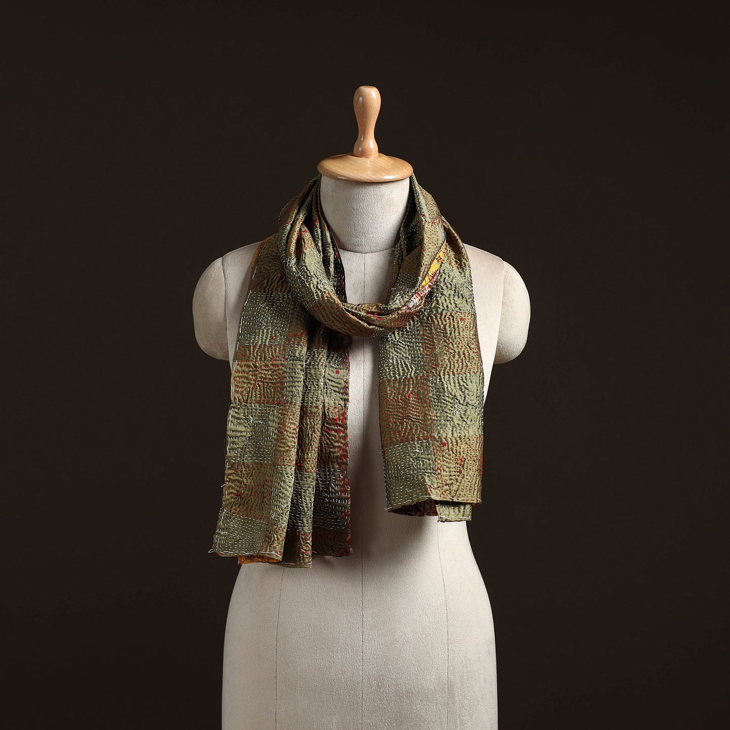 Reversible Silk Bengal Hand Kantha Stitch Stole 150