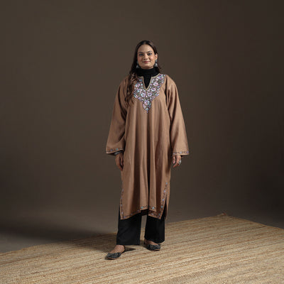 Kashmiri Sozni Hand Embroidered Handwoven Merino Wool Pheran 18