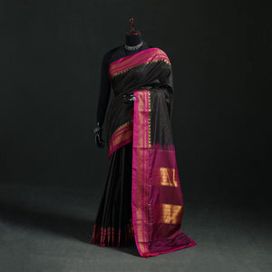 Ilkal Weave Silk Cotton Checks Zari Border Saree with Blouse Piece 22