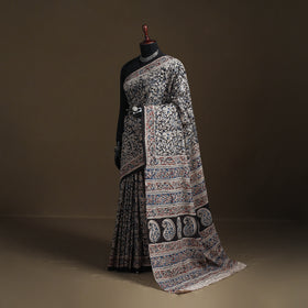 Pedana Hand Block Print Natural Dyed Cotton Kalamkari Saree 09