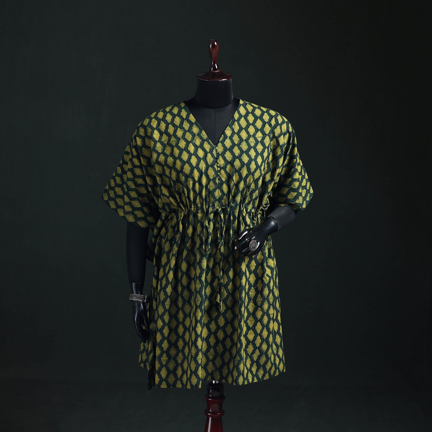 Akola Hand Block Print Natural Dyed Cotton Kaftan (Medium) 60