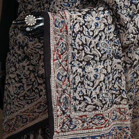 Pedana Hand Block Print Natural Dyed Cotton Kalamkari Saree 09