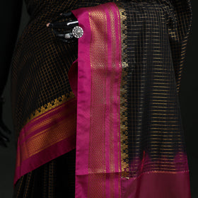 Ilkal Weave Silk Cotton Checks Zari Border Saree with Blouse Piece 22