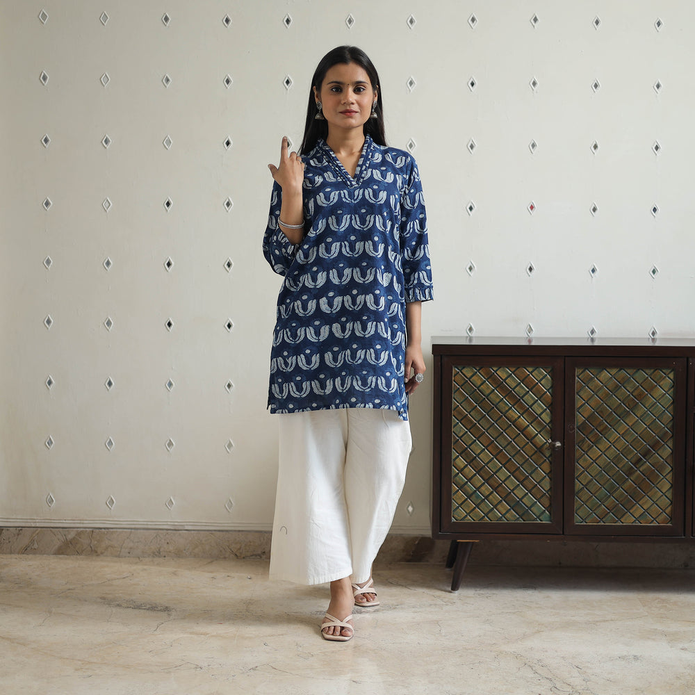 Blue - Jahota Block Print Cotton Short Kurta 28