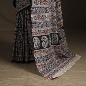 Pedana Hand Block Print Natural Dyed Cotton Kalamkari Saree 09