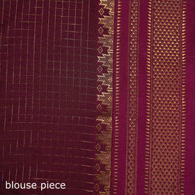 Ilkal Weave Silk Cotton Checks Zari Border Saree with Blouse Piece 22