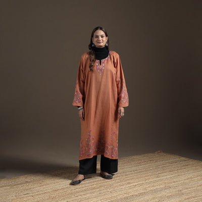Kashmiri Sozni Hand Embroidered Handwoven Merino Wool Pheran 19