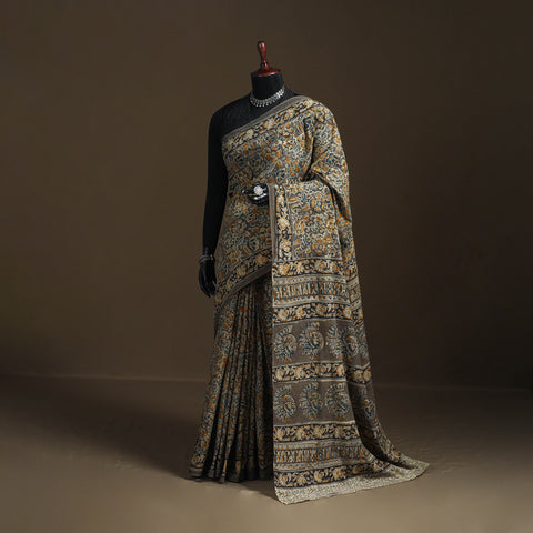 Pedana Hand Block Print Natural Dyed Cotton Kalamkari Saree 10