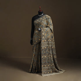 Pedana Hand Block Print Natural Dyed Cotton Kalamkari Saree 10