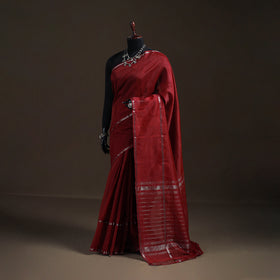Red - Mangalagiri Handwoven Pure Silk Pattu Saree 29