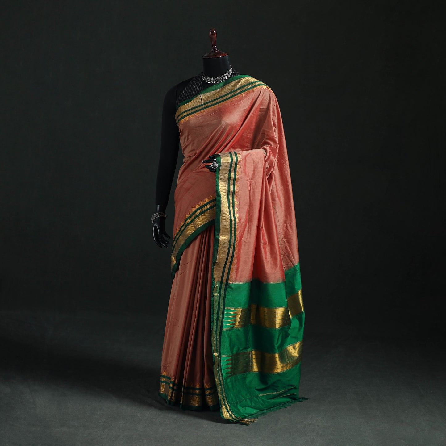 Ilkal Weave Silk Cotton Zari Border Saree with Blouse Piece 23