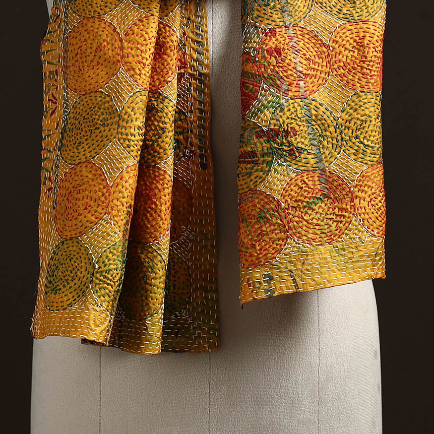 Reversible Silk Bengal Hand Kantha Stitch Stole 157