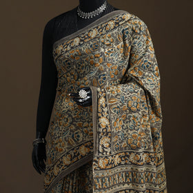 Pedana Hand Block Print Natural Dyed Cotton Kalamkari Saree 10