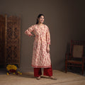 Gota Work Floral Sanganeri Block Print Cotton Straight Long Kurta for Women 05