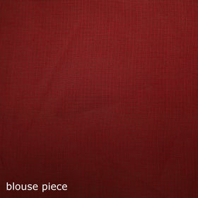 Red - Nazaakat Kota Doria Cotton Plain Saree with Blouse Piece & Earrings 16