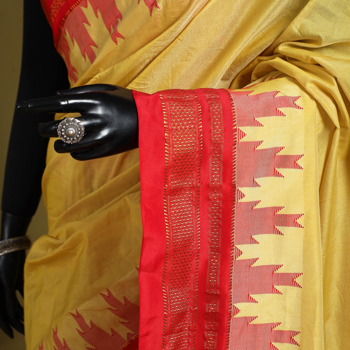 Yellow - mercerized cotton ilkal saree with blouse 31