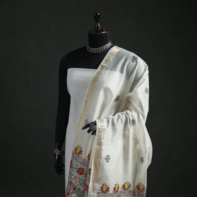 Handloom Chanderi Silk Handpainted Madhubani Dupatta with Zari Border 45